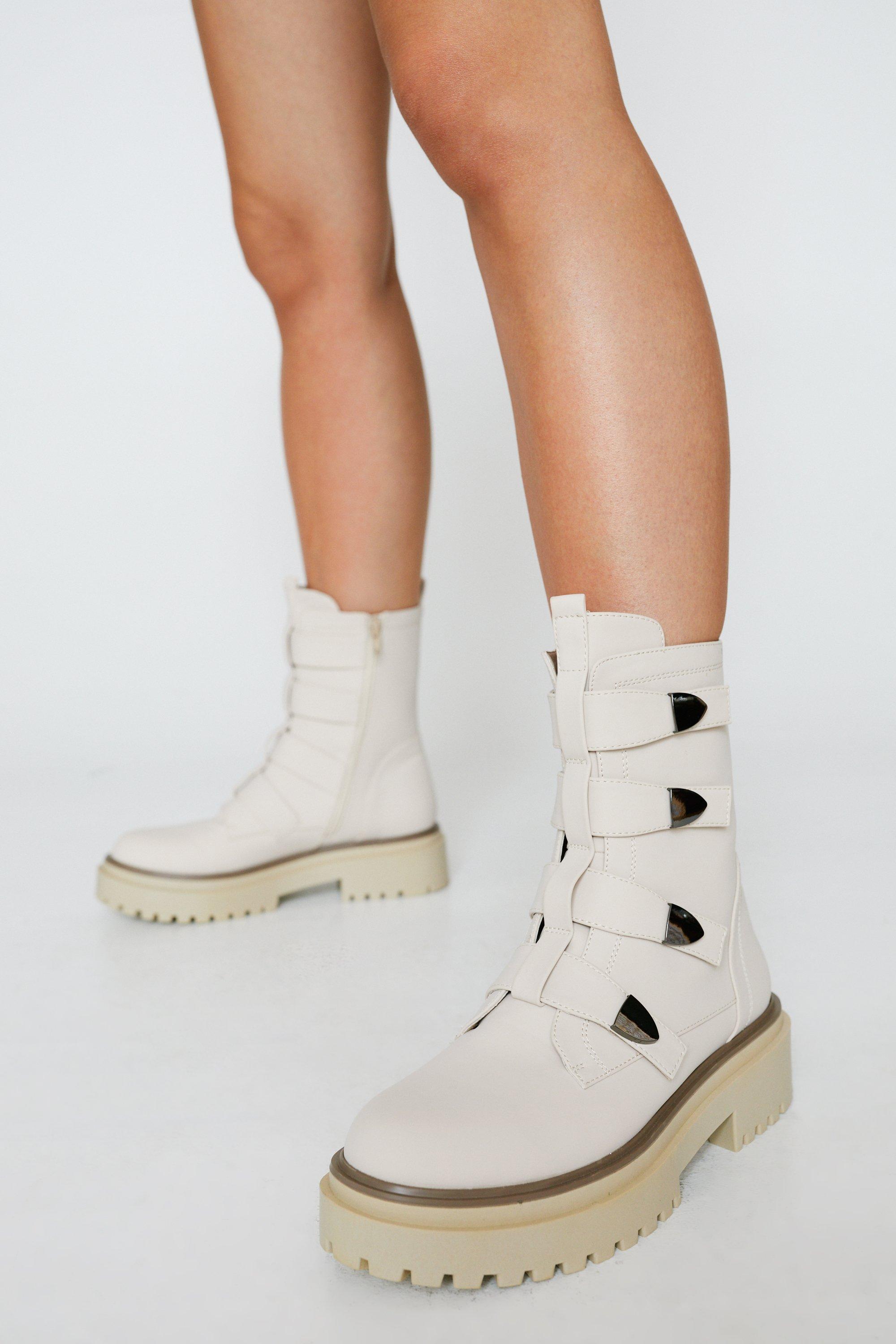 Off white 2025 biker boots